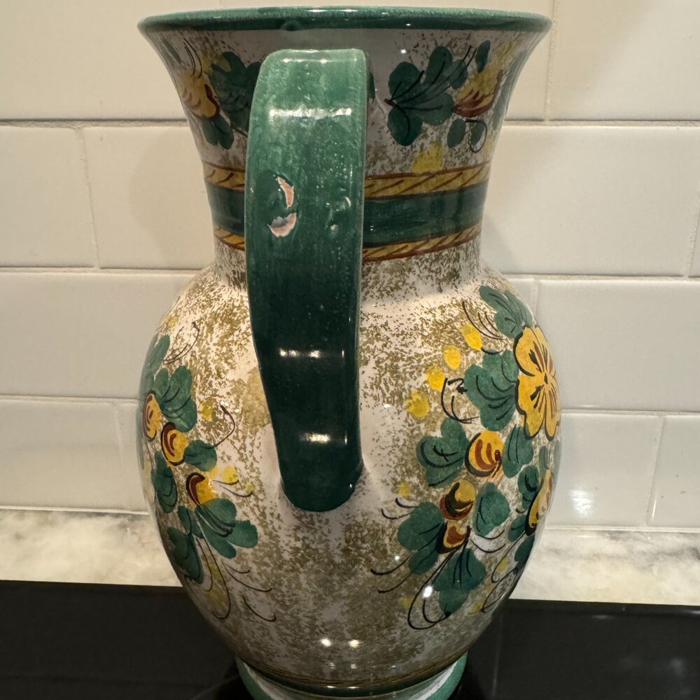 WERTARBEIT HERSTELLUNG VERTRIEB Pottery vase Large Pitcher Flowers Green 214/25 - Picture 5 of 16